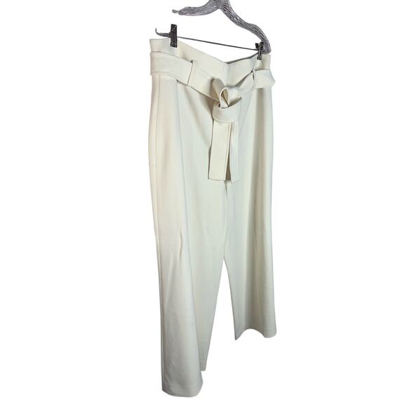 NWT Theory Belt Crop Pant Cream White Admiral Crepe Wide Leg Dress Pants Size 16 - Picture 6 of 12